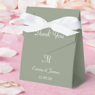 Sage Green Script Monogram Wedding Thank You Favor Box