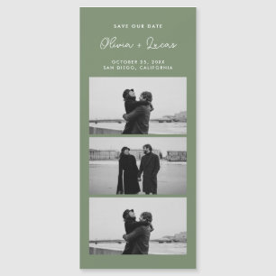 Sage Green Script Photo Strip Magnetic Wedding