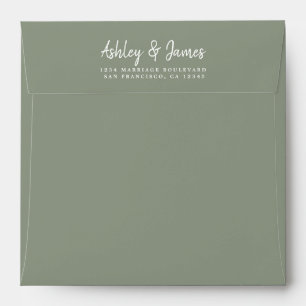 Sage Green Script Return Address Envelope