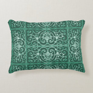 Sage green scrollwork pattern decorative pillow