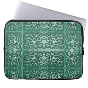 Sage green scrollwork pattern laptop sleeve