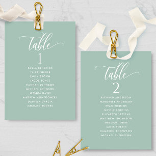 Sage Green, Seating Plan Cards with Guest Names