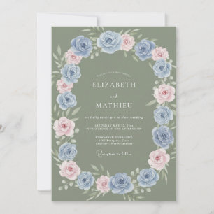 Sage Green Serene Floral Wedding Invitation