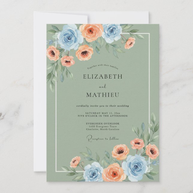 Sage Green Serene Spring Wedding Invitation (Front)