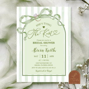 Sage Green She's tying a knot bridal shower Invitation