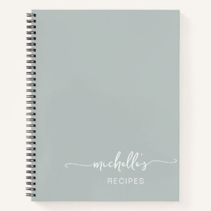 Sage Green Signature Script Cookbook Recipe  Notebook