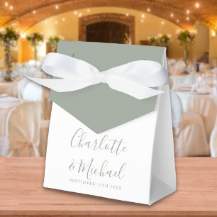 Sage Green Signature Script Elegant Wedding Favor Box