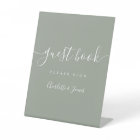 Sage Green Signature Script Guest Book Pedestal Si