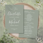 Sage Green Signature Script Wedding Program<br><div class="desc">Sage green signature script wedding program featuring chic modern typography,  this stylish wedding program can be personalized with your special wedding day information. Designed by Thisisnotme©</div>