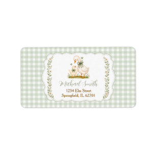 Sage Green Silly Goose Baby Shower Floral Address Label