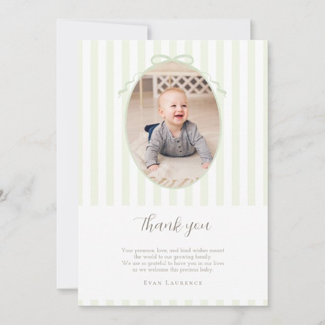 Sage Green Silly Goose Photo Thank You Card (Front)