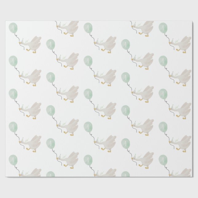 sage green silly goose Wrapping Paper (Flat)