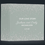 Sage Green Silver Confetti Wedding Anniversary Binder<br><div class="desc">Capture every cherished moment with this elegant “Our Love Story” binder featuring a soft sage green background adorned with shimmering faux silver glitter accents. Personalized with your names and wedding date, this romantic binder is perfect for preserving photos, letters, vows, or wedding keepsakes. A timeless design that beautifully combines simplicity...</div>
