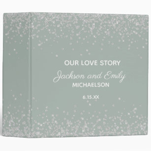 Sage Green Silver Confetti Wedding Anniversary Binder