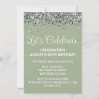 Sage Green & Silver Glitter 50th Birthday Party