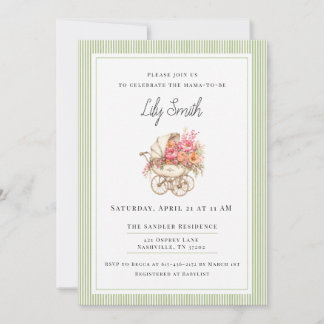 Sage Green Simple Baby Shower Invitation 