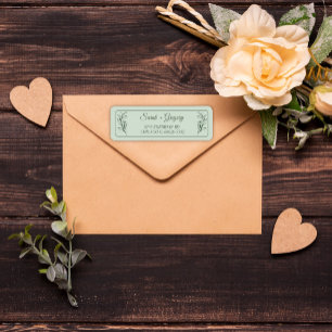 Sage Green Simple Boho Floral Adresse de retour