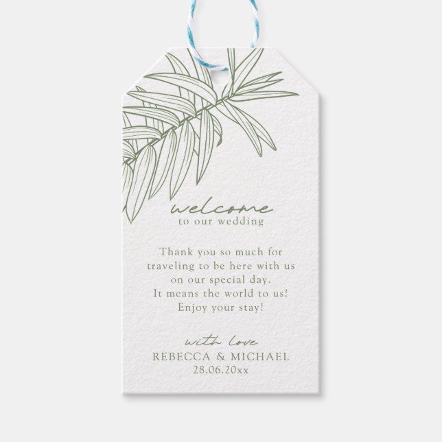 Sage Green Simple Botanical Gift Tags (Front)