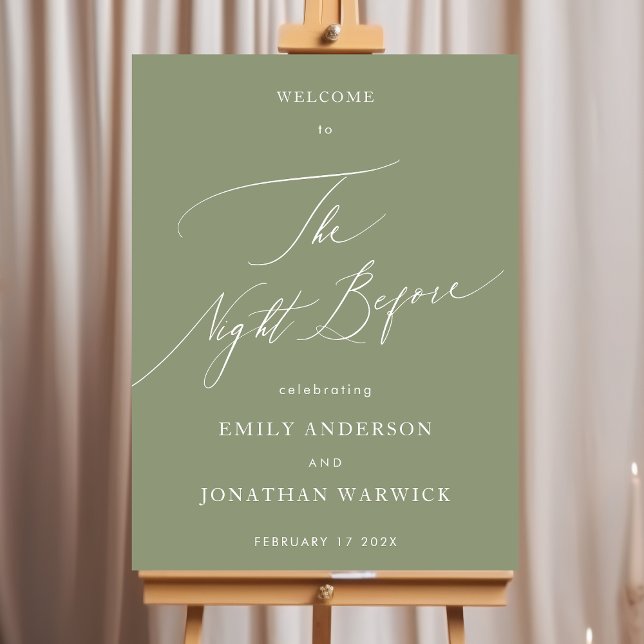 Sage Green Simple Calligraphy Rehearsal Dinner Poster (Creator Uploaded)