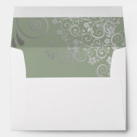 Sage Green Simple Elegant Filigree Wedding