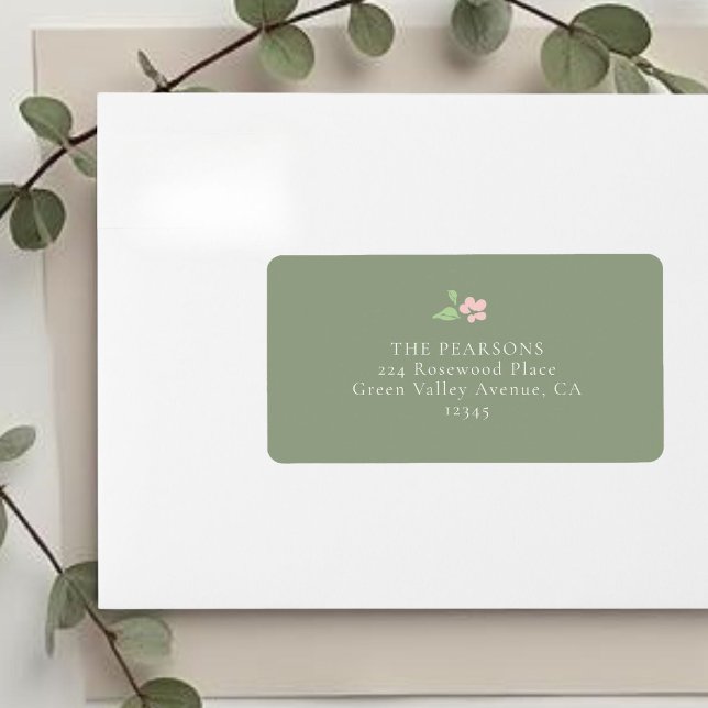 Sage Green | Simple Floral Wedding Address Label (Creator Uploaded)