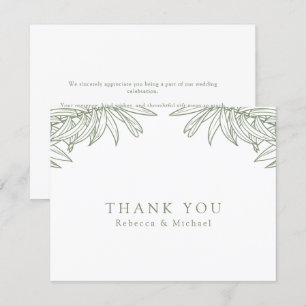 Sage Green Simple Hand Drawn Botanical Wedding Thank You Card