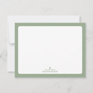 Sage Green   Simple Heart Personalized Stationery Card
