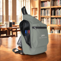 Sage Green Simple Minimalist Name and Monogram