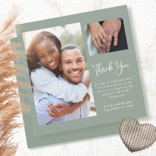 Sage Green Simple Minimalist Wedding Thank You  Invitation