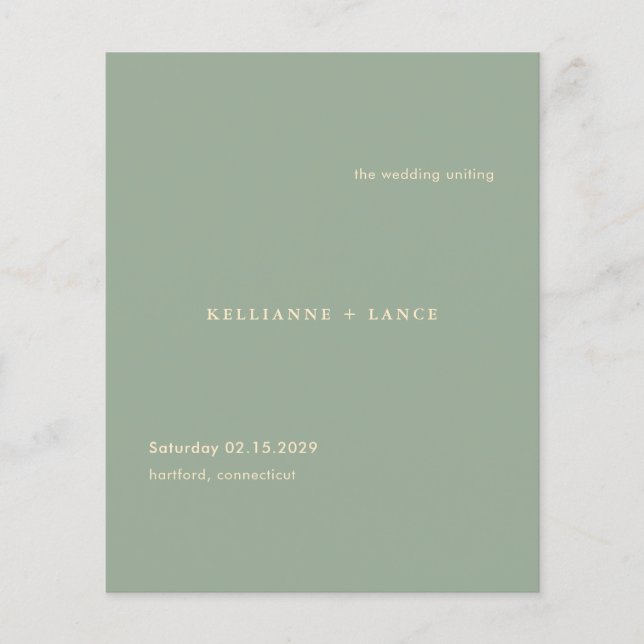 Sage Green Simple Modern Budget Wedding Program (Front)