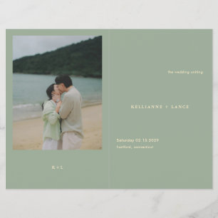Sage Green Simple Modern Budget Wedding Program