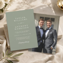 Sage Green Simple Modern Elegant Photo Wedding
