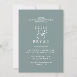 Sage Green Simple Modern Elegant Wedding Invite