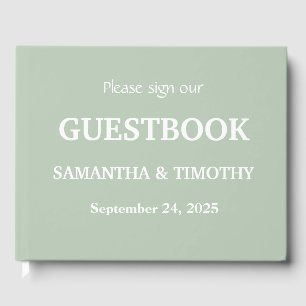 Sage Green Simple Modern Minimalist Wedding Guest Book