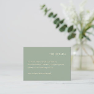 Sage Green Simple Modern Wedding Enclosure Card