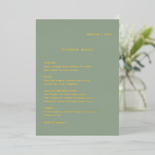 Sage Green Simple Modern Wedding Foil Menu