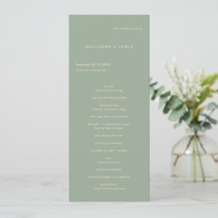 Sage Green Simple Modern Wedding Program