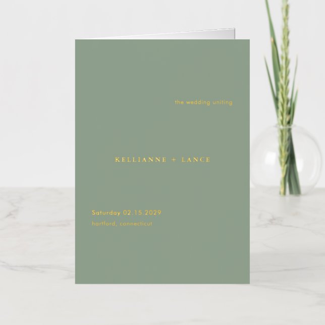 Sage Green Simple Modern Wedding Program (Front)