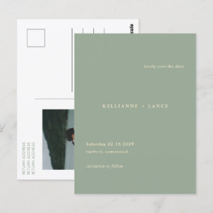 Sage Green Simple Modern Wedding Save the Date Postcard