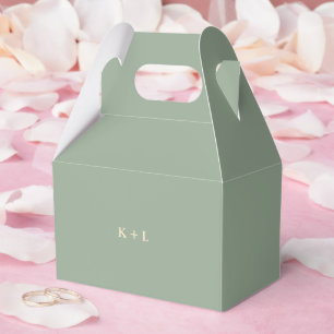 Sage Green Simple Monogram Modern Wedding Favor Box