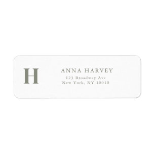 Sage Green Simple Monogram Return Address Label