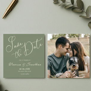 Sage Green Simple Photo Wedding Save the Date