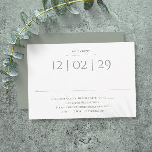 Sage Green Simple Special Date Wedding RSVP Card