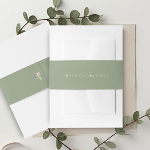 Sage Green   Simple Stylish Wedding Invitation  Belly Band