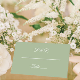Sage Green Simple Stylized Script Wedding Place Card