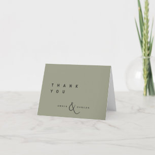 Sage Green Simple Trendy Wedding Thank You Card