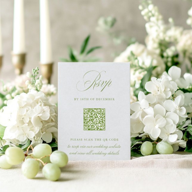 Sage Green & Sky Blue QR Code RSVP Wedding Card (Sage Green & Sky Blue QR Code RSVP Wedding Card)
