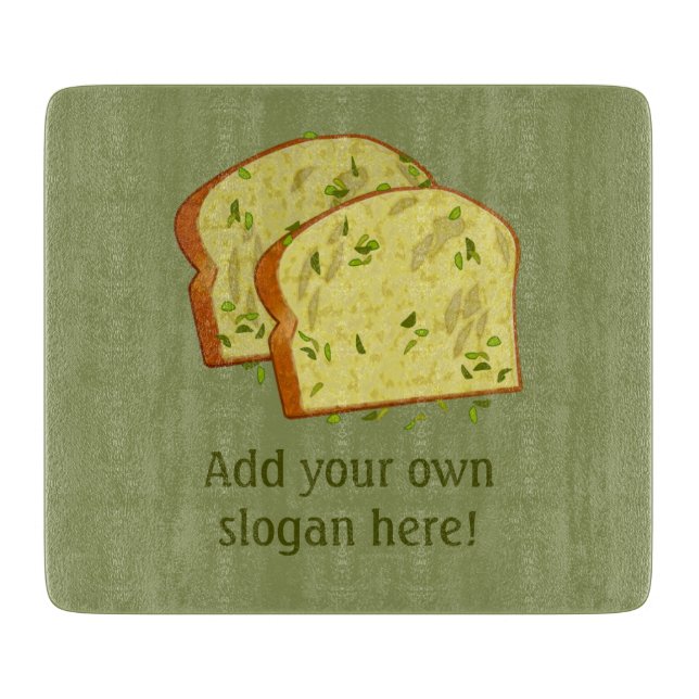 Sage Green Sliced Garlic Bread Pieces - Own Slogan Cutting Board (Front)
