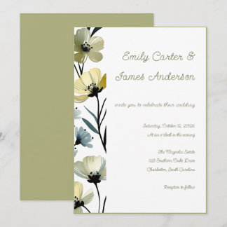 Sage Green & Soft Yellow Botanical Wedding Invitation