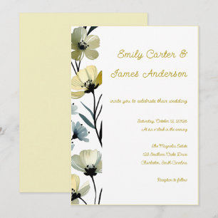 Sage Green & Soft Yellow Botanical Wedding Invitation